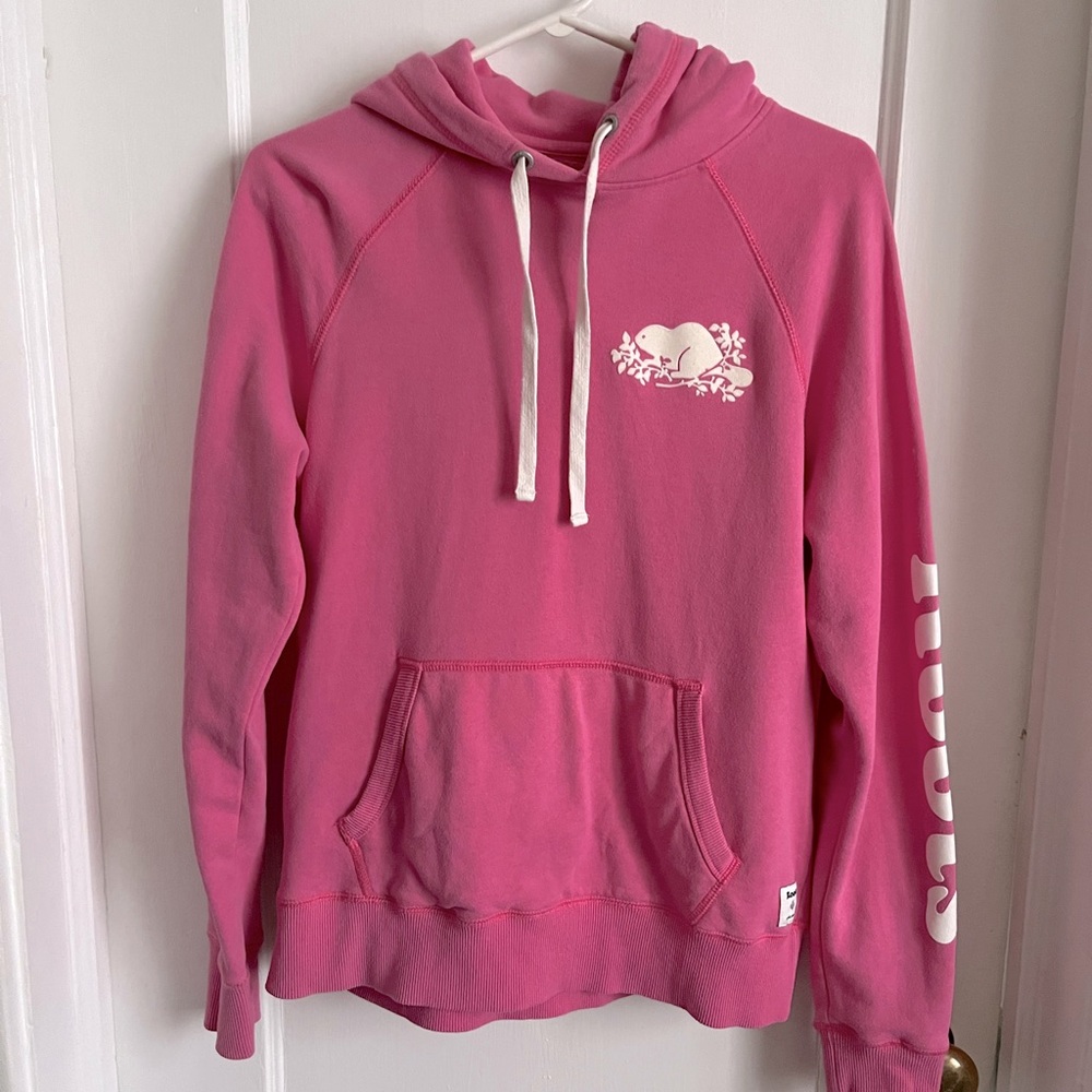 Bright Pink Roots Kangaroo Hoodie.